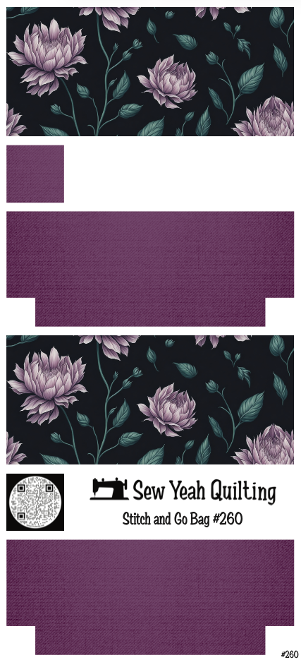 Stitch & Go Bag #260 - Flowers Purple on Violet