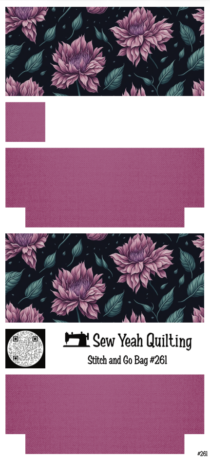 Stitch & Go Bag #261 - Flowers Purple Dahlias on Violet