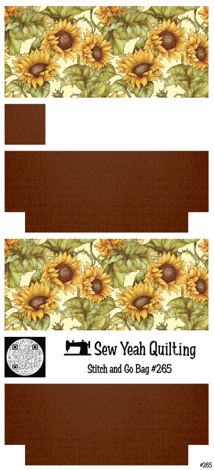 Stitch & Go Bag #265 - Sunflowers & Leaves on Brown