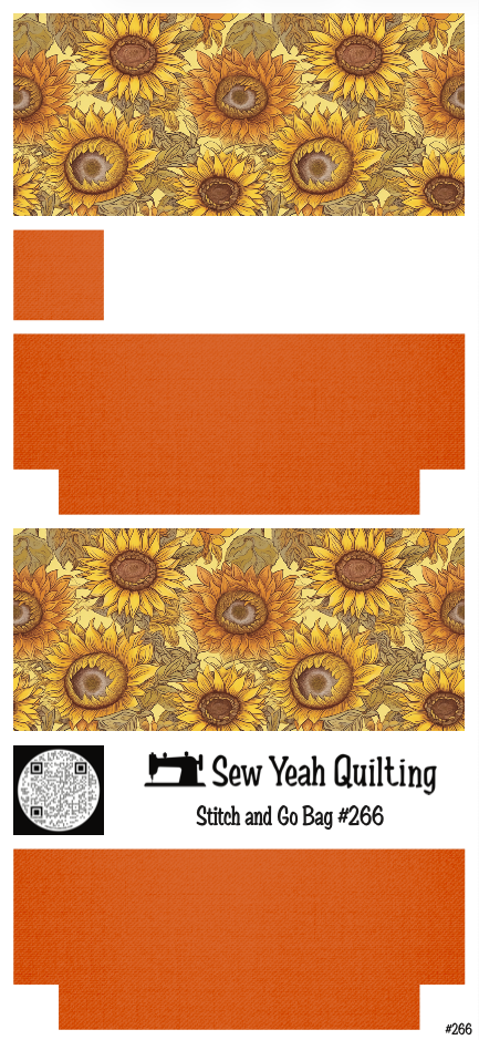 Stitch & Go Bag #266 - Sunflowers Golden on Orange