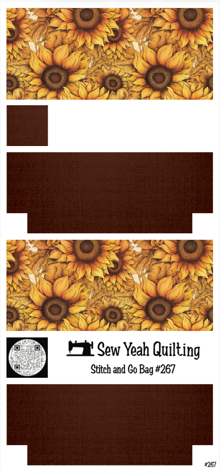 Stitch & Go Bag #267 - Sunflowers & Petals on Brown