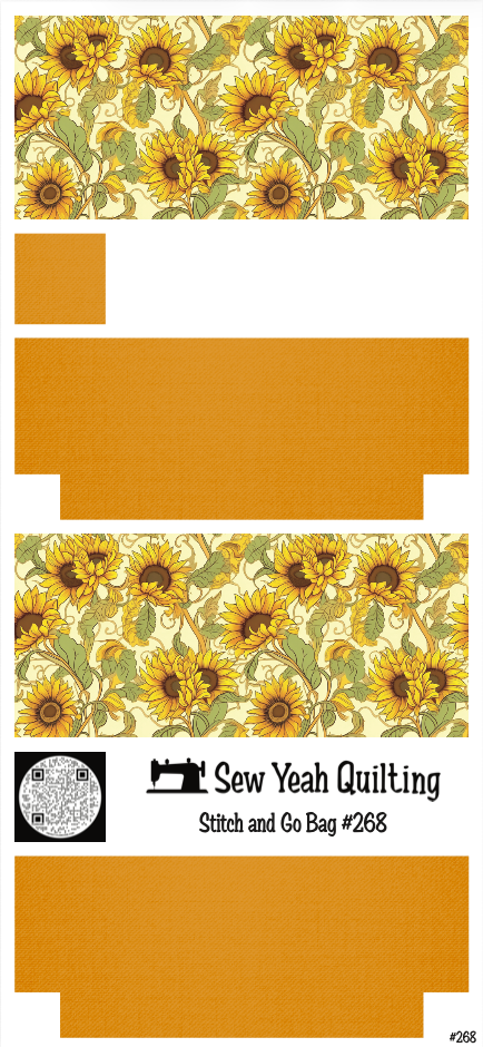 Stitch & Go Bag #268 - Sunflowers & Green Leaves on Orange