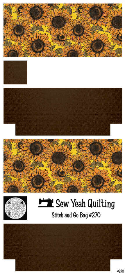 Stitch & Go Bag #270 - Sunflowers Sketched Style on Brown
