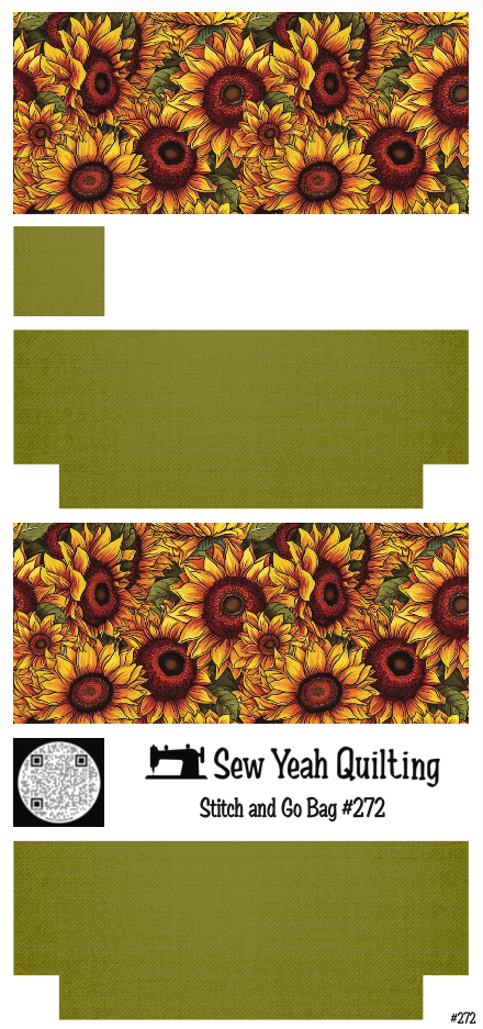 Stitch & Go Bag #272 - Sunflowers on Olive Green