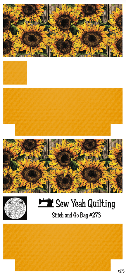Stitch & Go Bag #273 - Sunflowers & Wood Planks on Golden Yellow