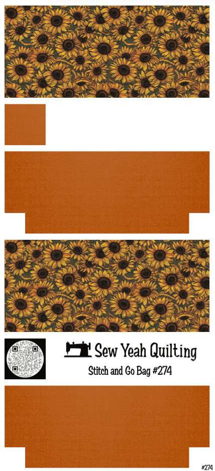 Stitch & Go Bag #274 - Sunflowers & Dense Foliage on Brown