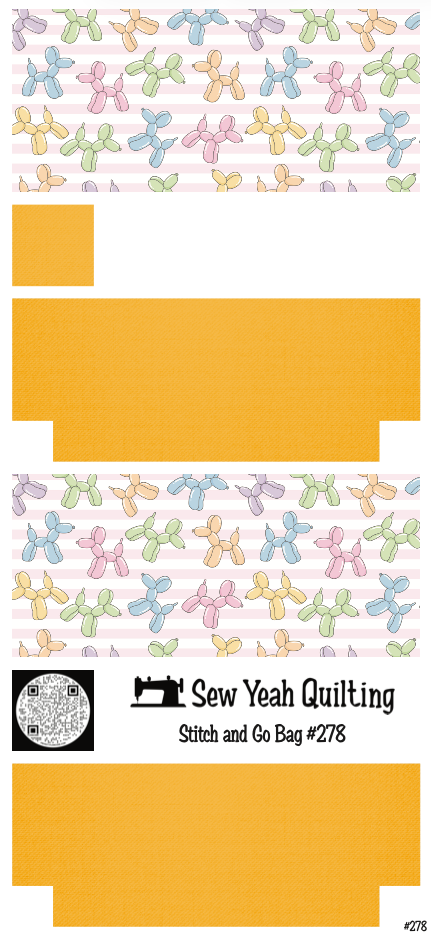 Stitch & Go Bag #278 - Balloon Dogs & Stripes on Dark Yellow