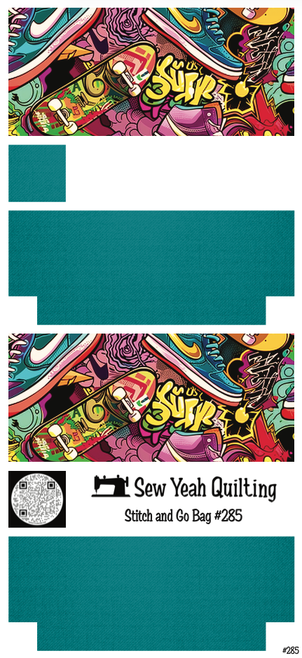 Stitch & Go Bag #285 - Graffiti Skateboards & Sneakers on Teal