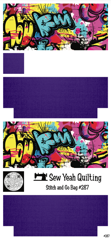 Stitch & Go Bag #287- Graffiti Splatters on Indigo