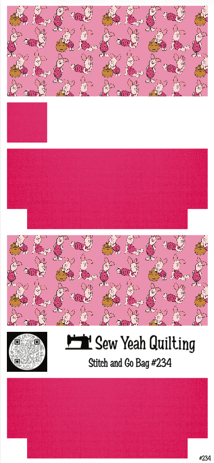 Stitch & Go Bag #234 - Piglet on Hot Pink