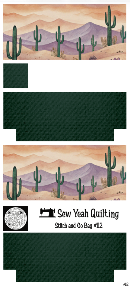 Stitch & Go Bag #112 - Desert & Cactus on Green