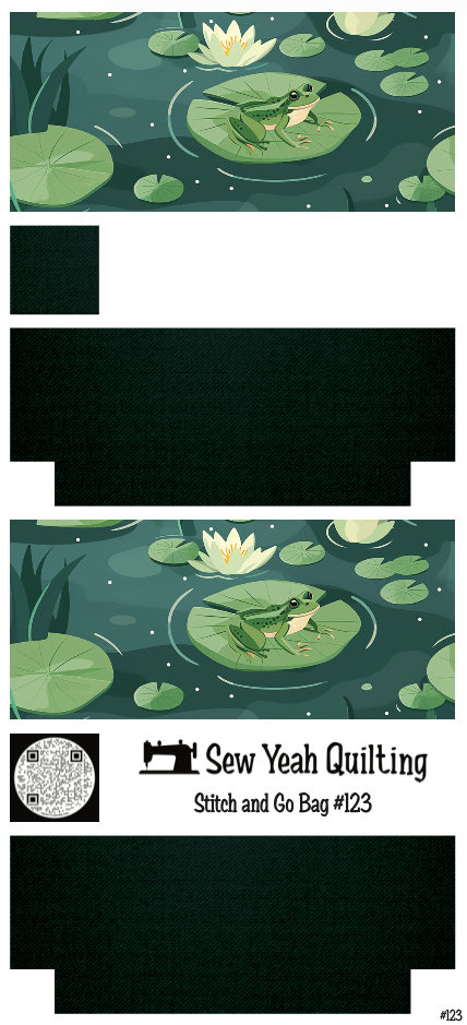 Stitch & Go Bag #123 - Frogs Pond on Dark Green
