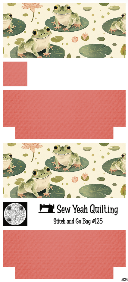 Stitch & Go Bag #125 - Frogs & Lilypads on Pink