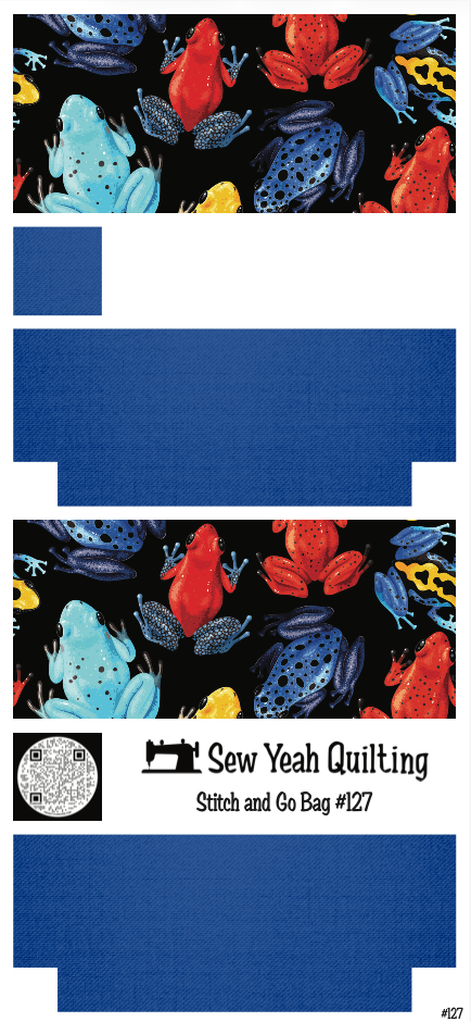 Stitch & Go Bag #127 - Frogs Neon on Blue