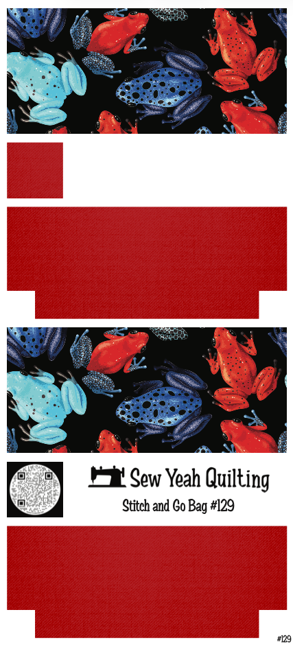 Stitch & Go Bag #129 - Frogs Neon on Red
