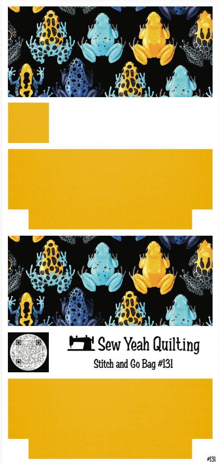 Stitch & Go Bag #131 - Frogs Neon Lined on Yellow