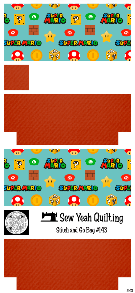 Stitch & Go Bag #143 - Super Mario Icons on Brown