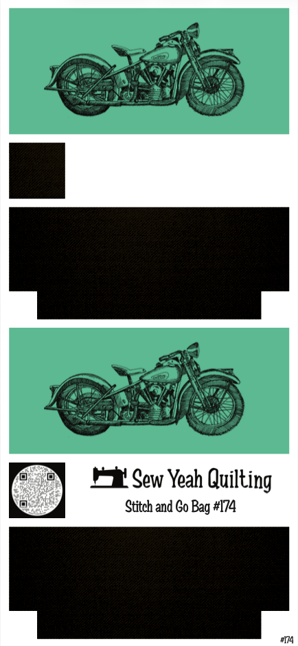 Stitch & Go Bag #174 - Motorcycle on Black