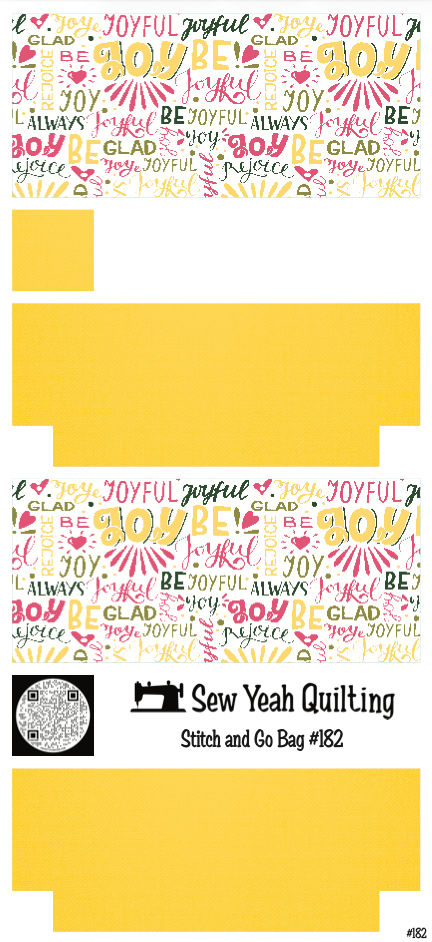 Stitch & Go Bag #182 - Typography Joyful on Yellow