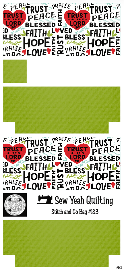 Stitch & Go Bag #183 - Typography Trust, Faith, Love on Green