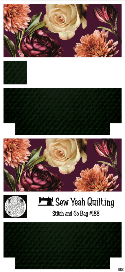 Stitch & Go Bag #188 - Florals on Dark Green