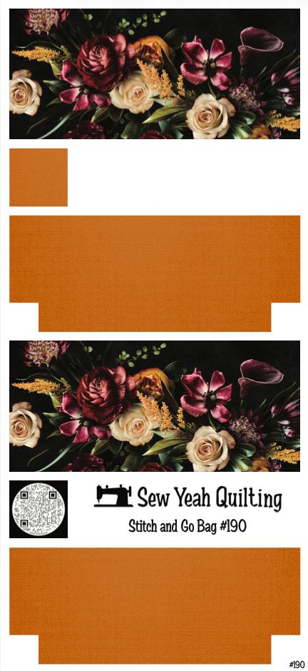 Stitch & Go Bag #190 - Florals on Orange