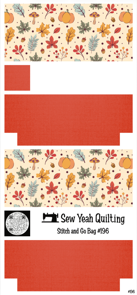 Stitch & Go Bag #196 - Autumn Pumpkin Leaves on Orange