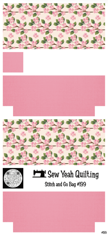 Stitch & Go Bag #199 - Floral Cherry Blossom on Pink