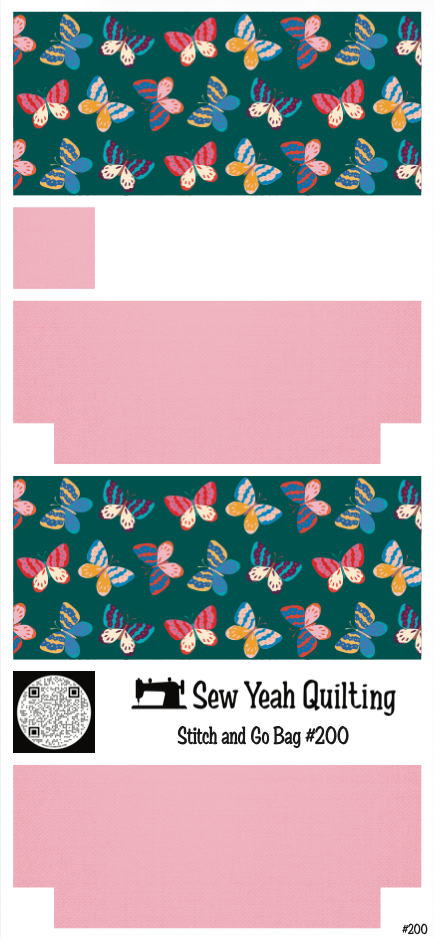 Stitch & Go Bag #200 - Butterflies on Pink