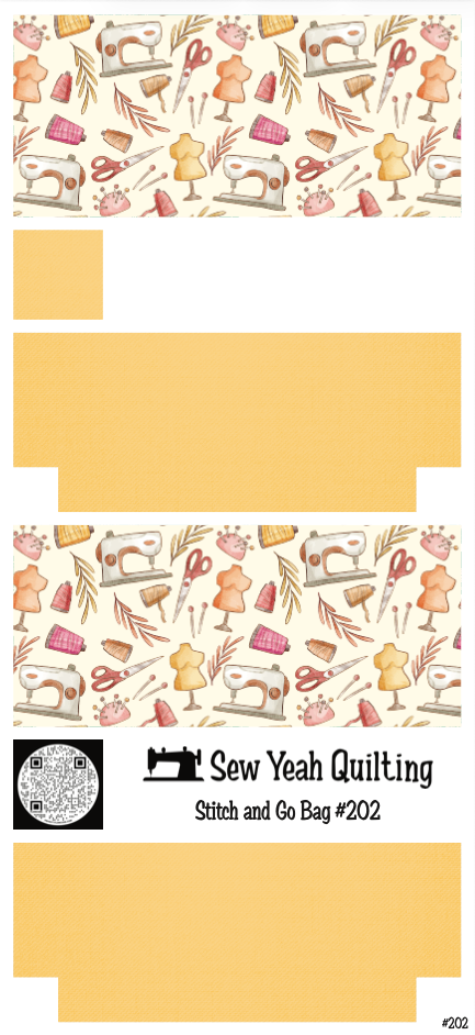 Stitch & Go Bag #202 - Sewing Equipment Watercolor on Yellow