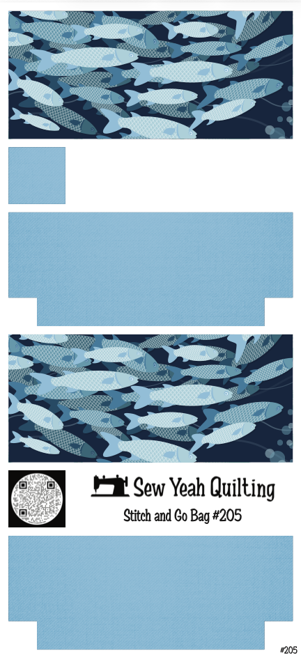 Stitch & Go Bag #205 - Fishes on Blue