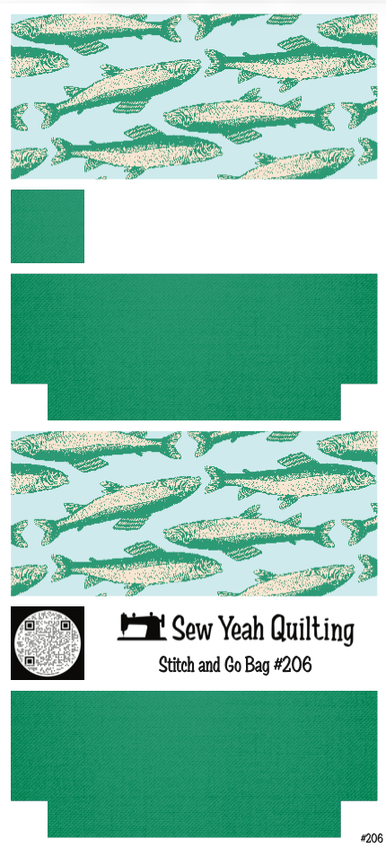 Stitch & Go Bag #206 - Fishes on Green