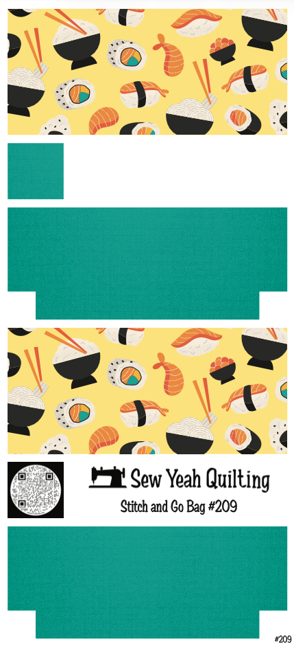 Stitch & Go Bag #209 - Sushi on Teal