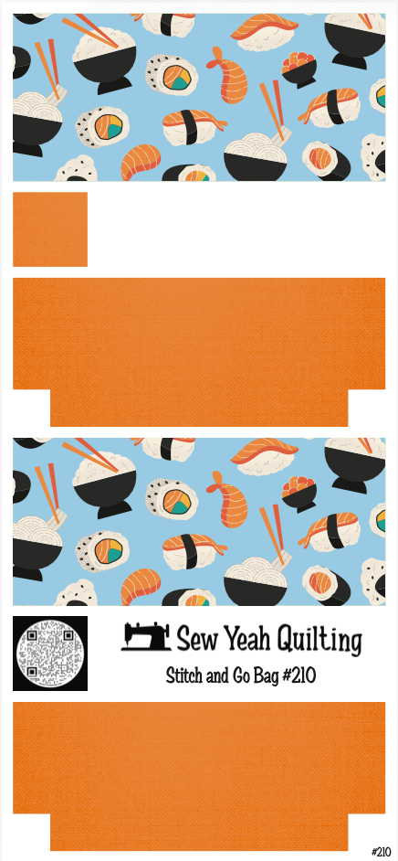 Stitch & Go Bag #210 - Sushi on Orange