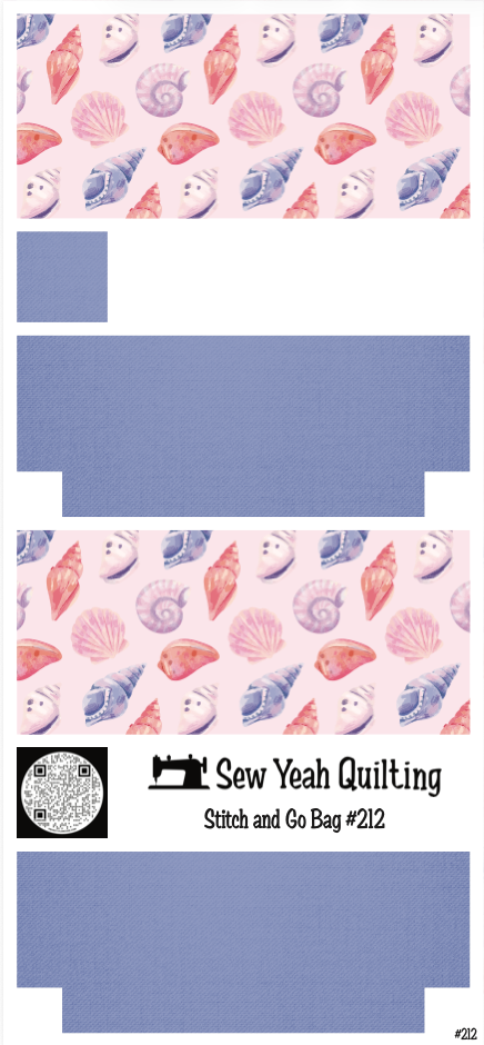 Stitch & Go Bag #212 - Seashell Watercolor on Periwinkle