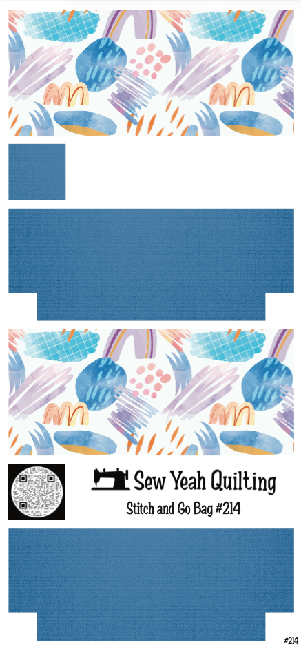 Stitch & Go Bag #214 - Abstract Watercolor Shapes on Blue