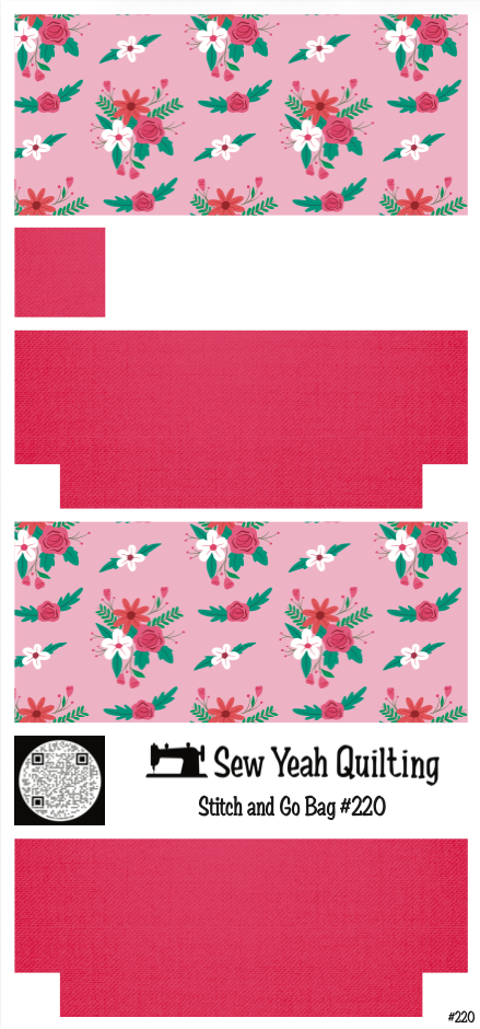 Stitch & Go Bag #220 - Valentines Roses on Hot Pink