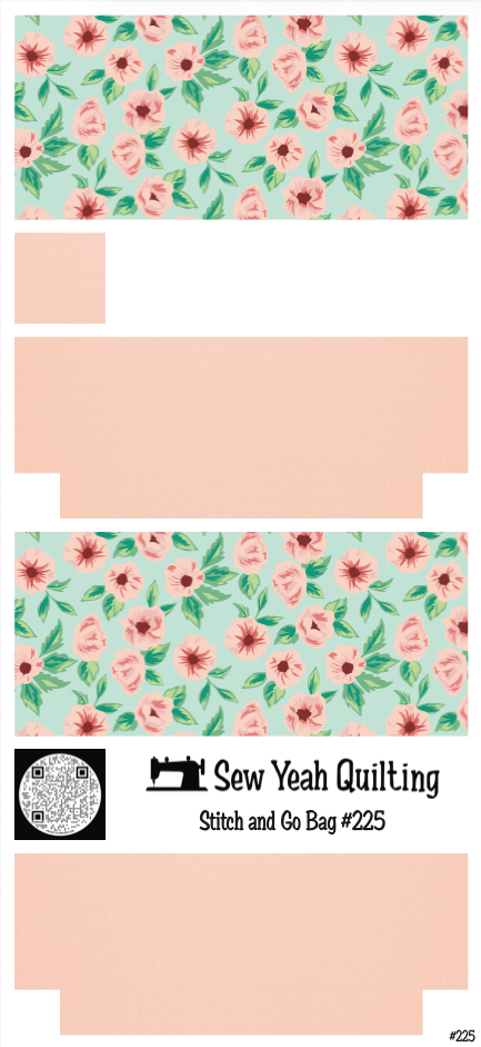 Stitch & Go Bag #225 - Floral Pink Blossom Leaves on Light Pink