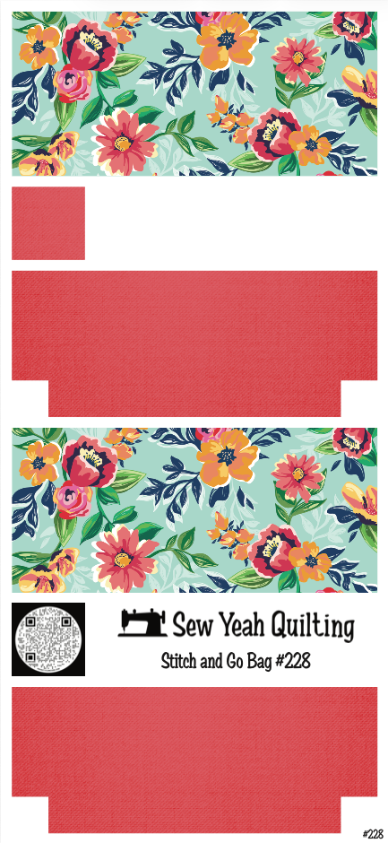 Stitch & Go Bag #228 - Floral Vibrant Garden on Red