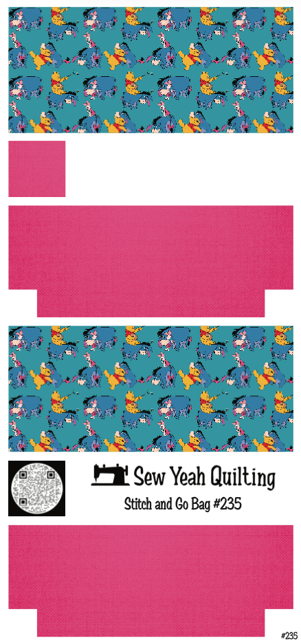 Stitch & Go Bag #235 - Pooh & Eeyore on Hot Pink
