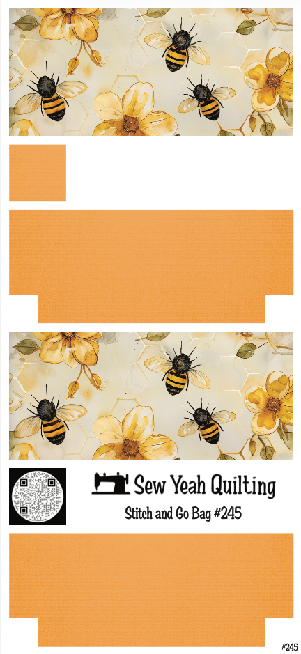 Stitch & Go Bag #245 - Bee Floral on Light Orange