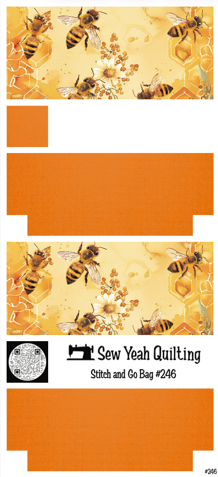 Stitch & Go Bag #246 - Bee Watercolor Flower on Orange