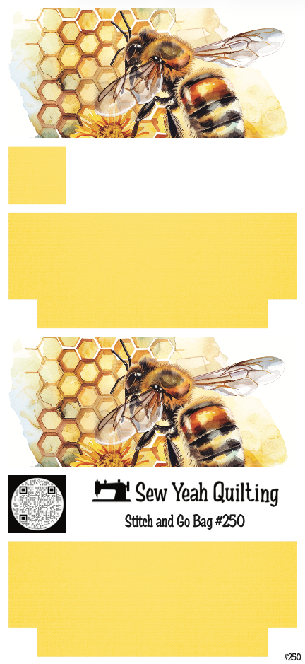 Stitch & Go Bag #250 - Bee Watercolor Honeycomb on Light Yellow