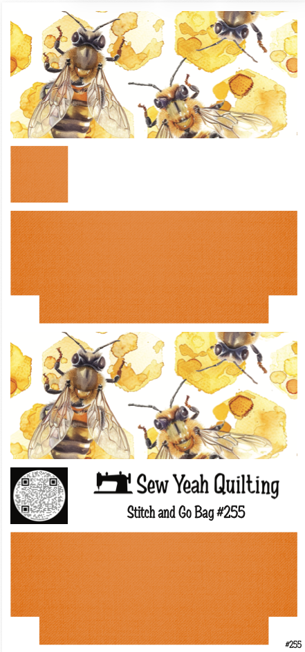 Stitch & Go Bag #255 - Bees Watercolor Honeycomb on Orange