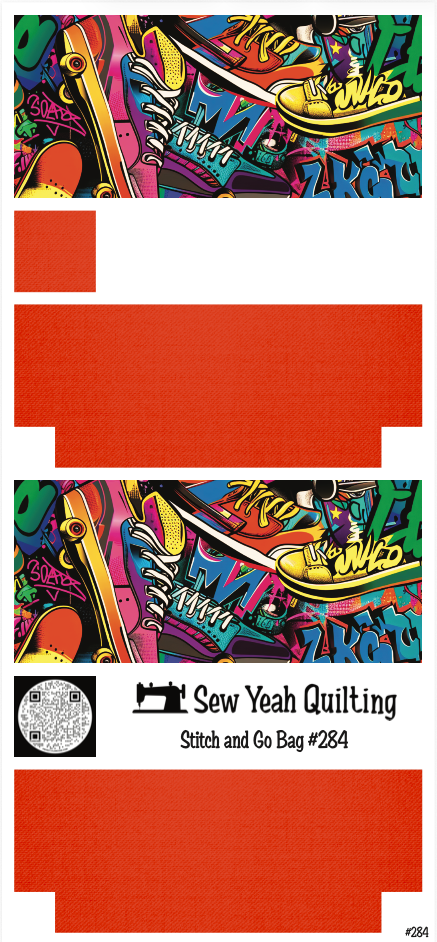 Stitch & Go Bag #284 - Graffiti Skate Shoes on Red