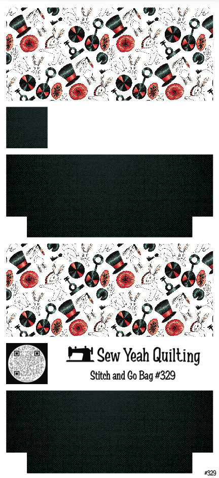 Stitch & Go Bag #329 - Alice White Rabbit & Hatter Accessories on Black