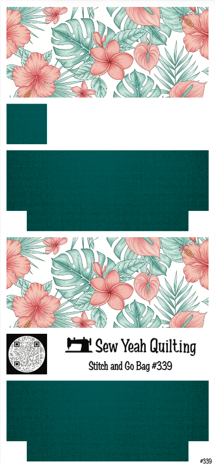Stitch & Go Bag #339 - Aloha Tropical Leaves on Teal