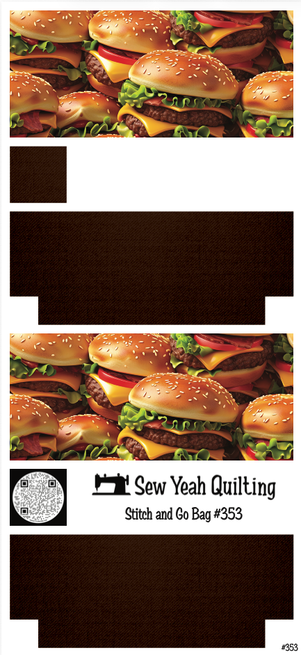 Stitch & Go Bag #353 - Junk Food Burgers on Brown
