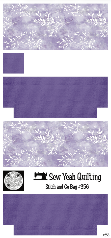 Stitch & Go Bag #356 - White Leaves on Purple