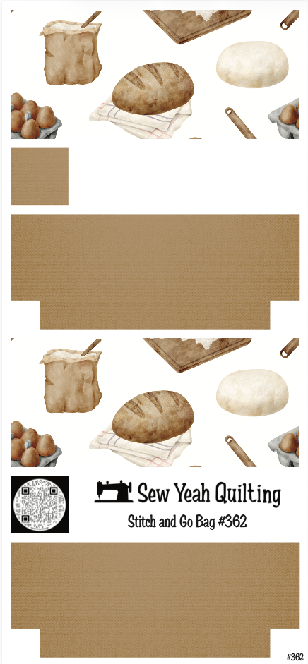 Stitch & Go Bag #362 - Baking Tolols & Bread on Light Brown